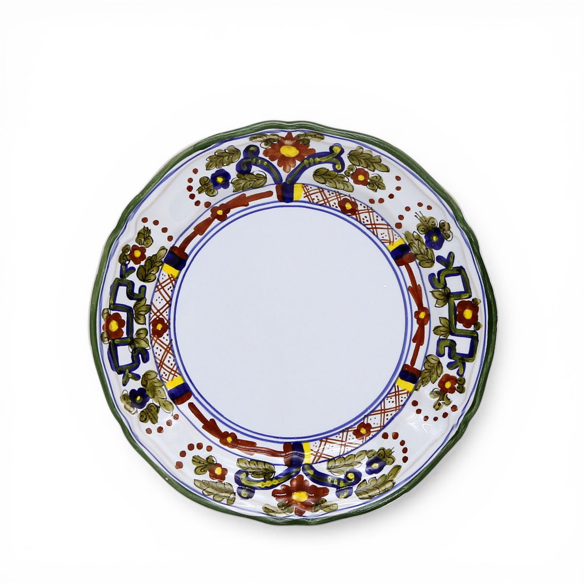 FAENZA-CARNATION: Scalloped salad plate WHITE CENTER (8'' Diam.)