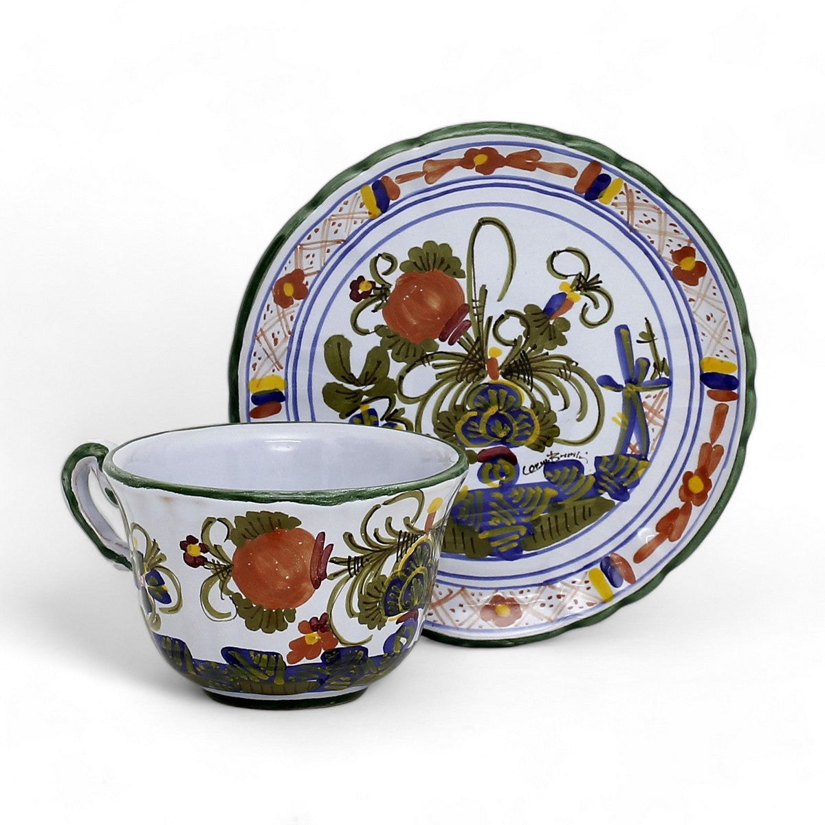 FAENZA-CARNATION: Coffee Tea Cup and Saucer