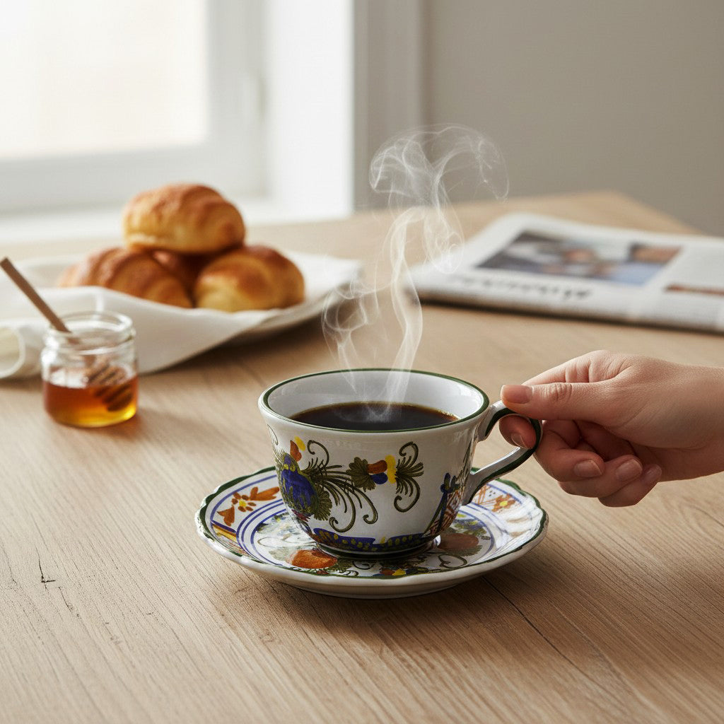 FAENZA-CARNATION: Coffee Tea Cup and Saucer