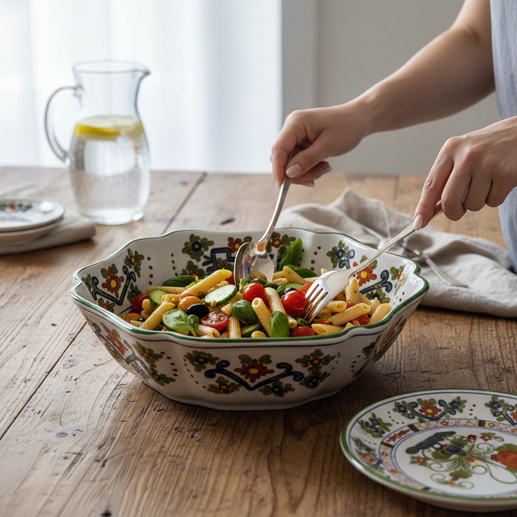 FAENZA-CARNATION: Large Serving Salad/Pasta Bowl (13.5" DIAM)