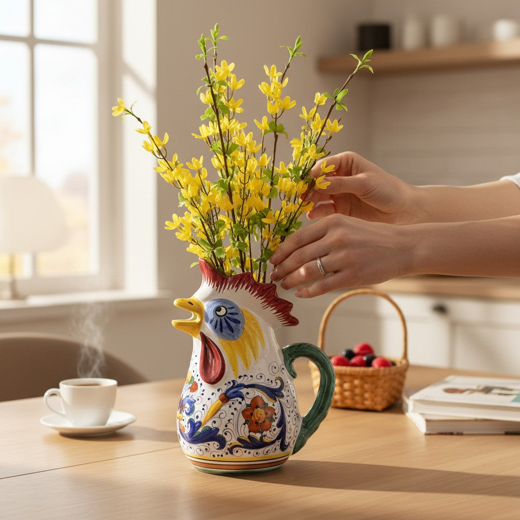 RICCO DERUTA DELUXE: Rooster of Fortune pitcher (1 Liter 34 Oz 1 Qt)