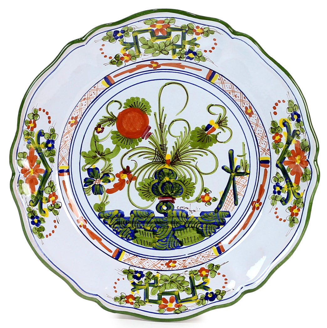 GIFT BOX: With Deruta Dinner Plate - FAENZA-CARNATION design (4 Pcs)