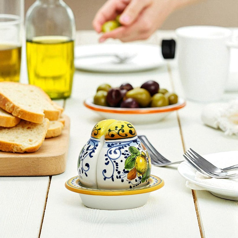 LIMONCINI: 'The Better Half' Salt and Pepper set with tray/saucer