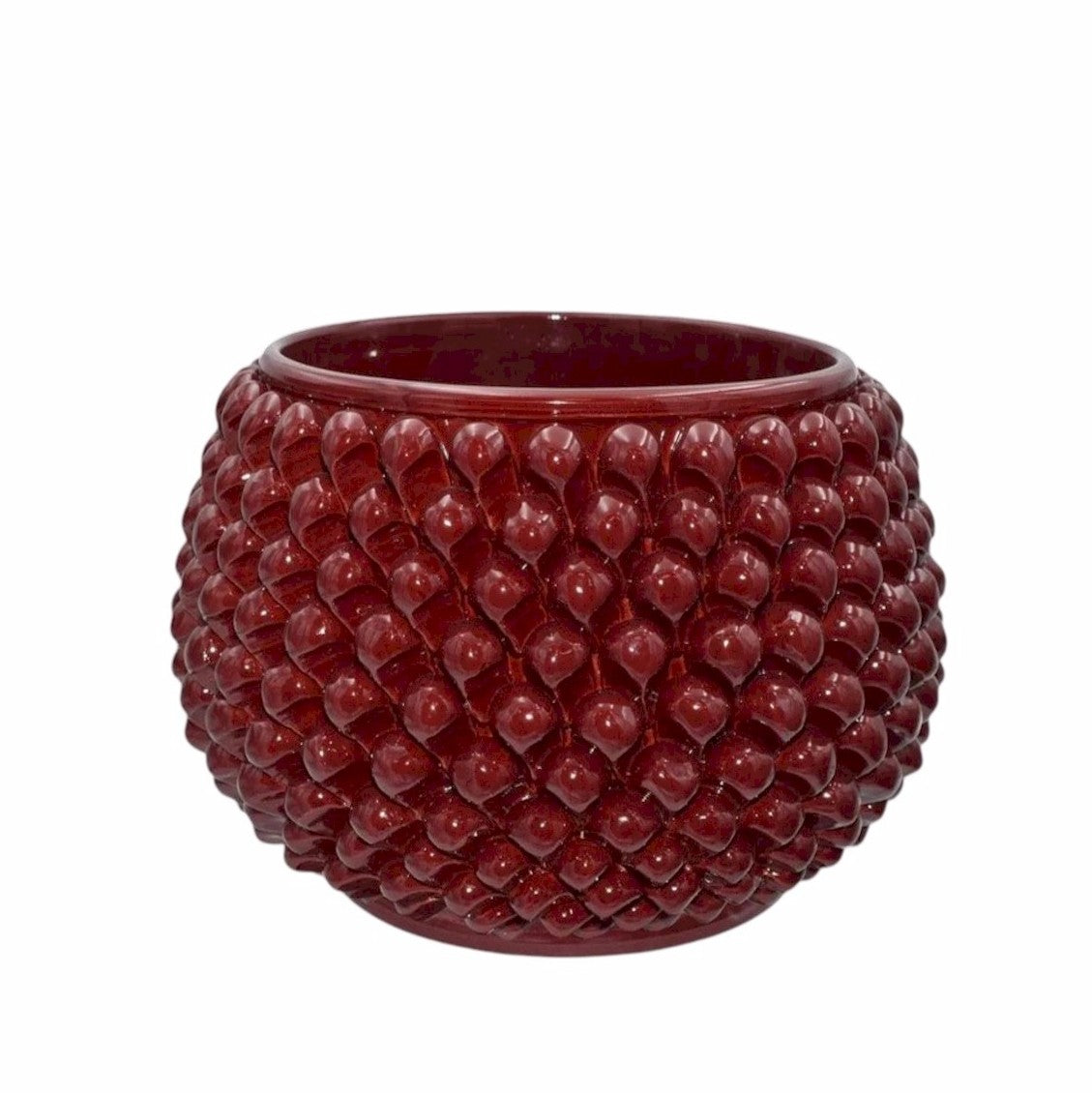 SICILIAN PINECONE: Ceramic Vase Planter Handcrafted - BURGUNDY RED