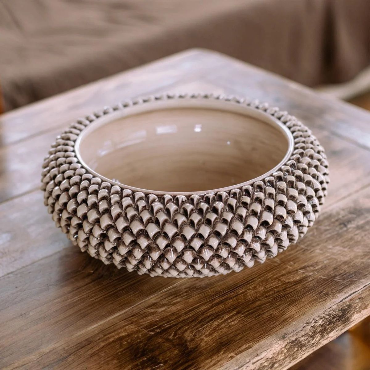 SICILIAN PINECONE: Ceramic Round Centerpiece Bowl - ANTICO