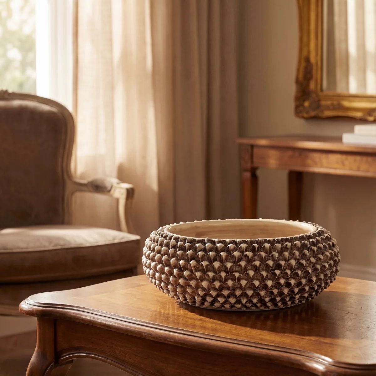 SICILIAN PINECONE: Ceramic Round Centerpiece Bowl - ANTICO