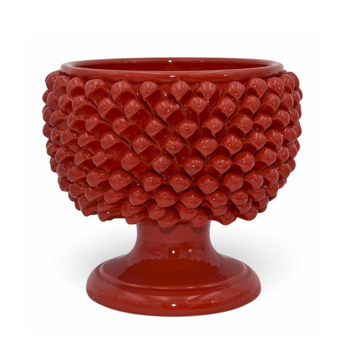 SICILIAN PINECONE: Footed Bowl/Planter/Vase - BURGUNDY RED