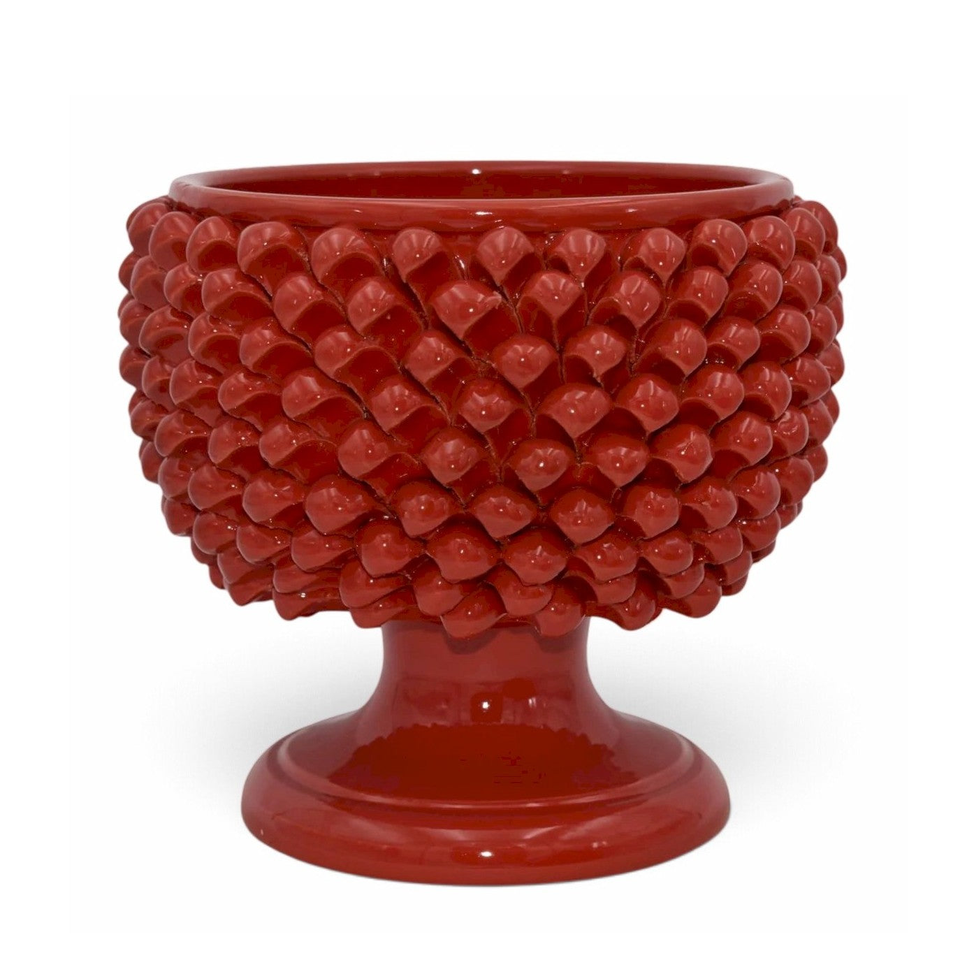 SICILIAN PINECONE: Footed Bowl/Planter/Vase - BURGUNDY RED