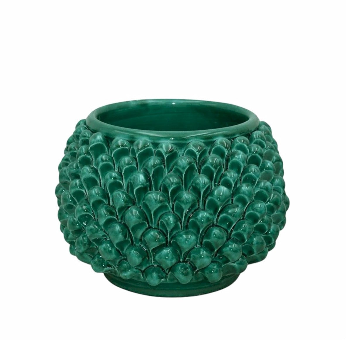 SICILIAN PINECONE: Ceramic Vase Planter Handcrafted - VERDE GREEN