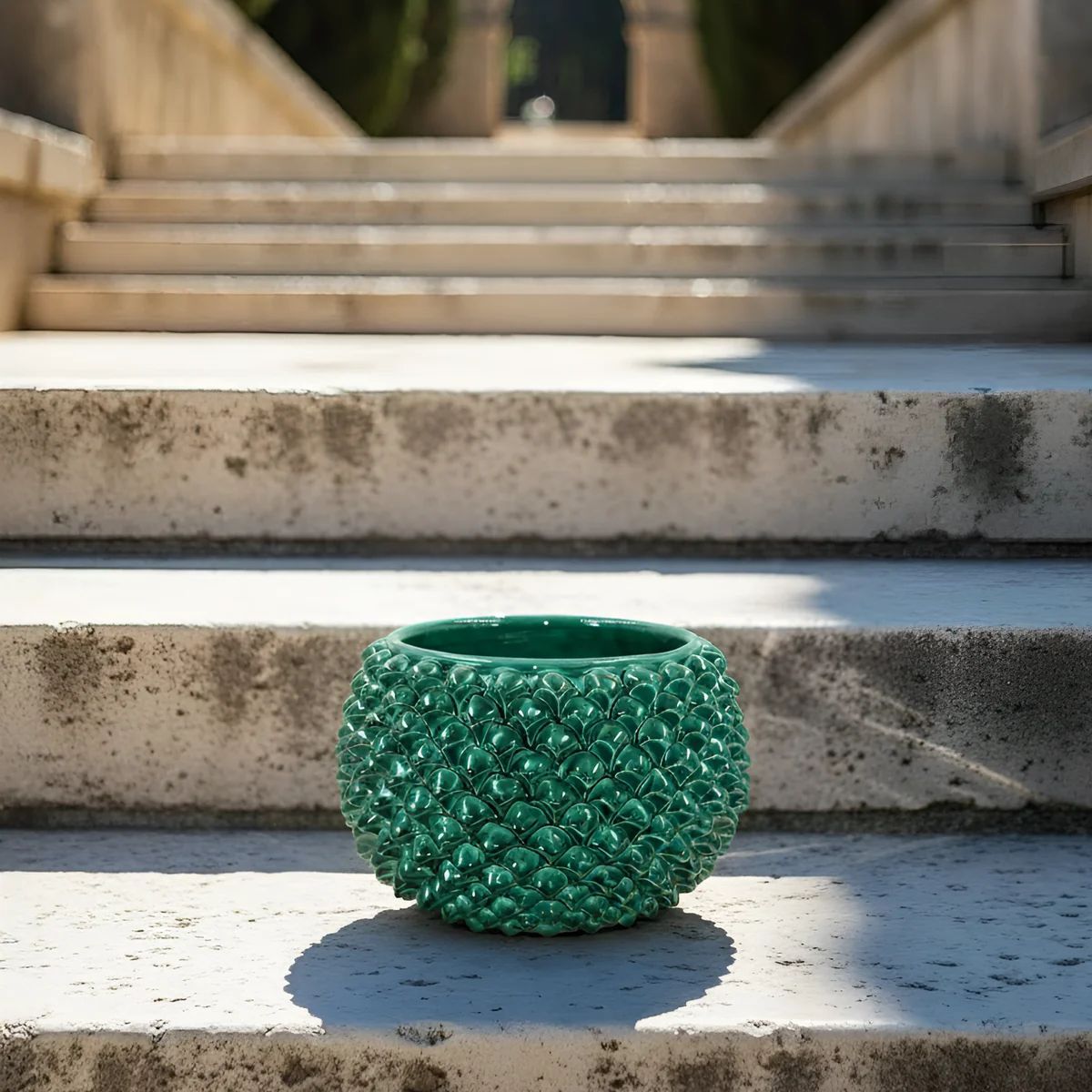 SICILIAN PINECONE: Ceramic Vase Planter Handcrafted - VERDE GREEN