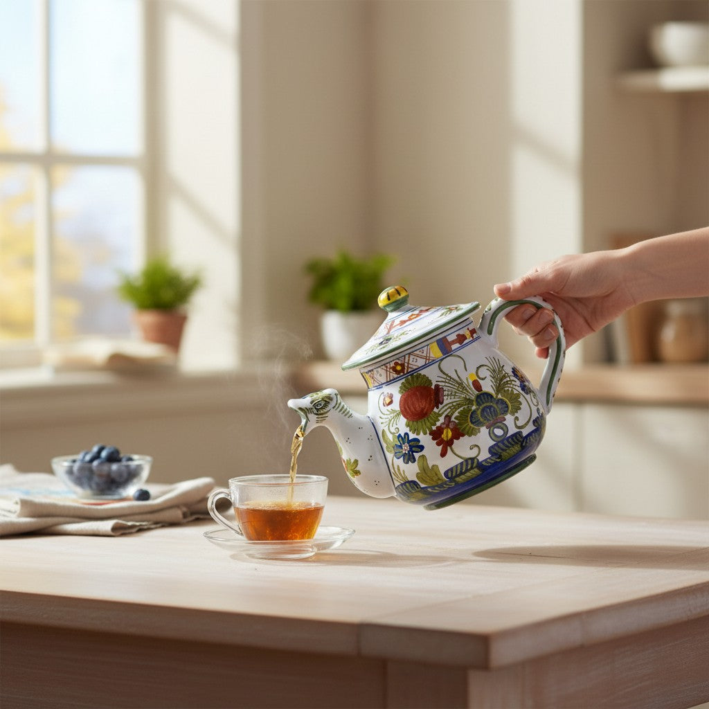 FAENZA-CARNATION: Tea Pot (5 Cups - 40 Fl Oz - 1.15 Liter)
