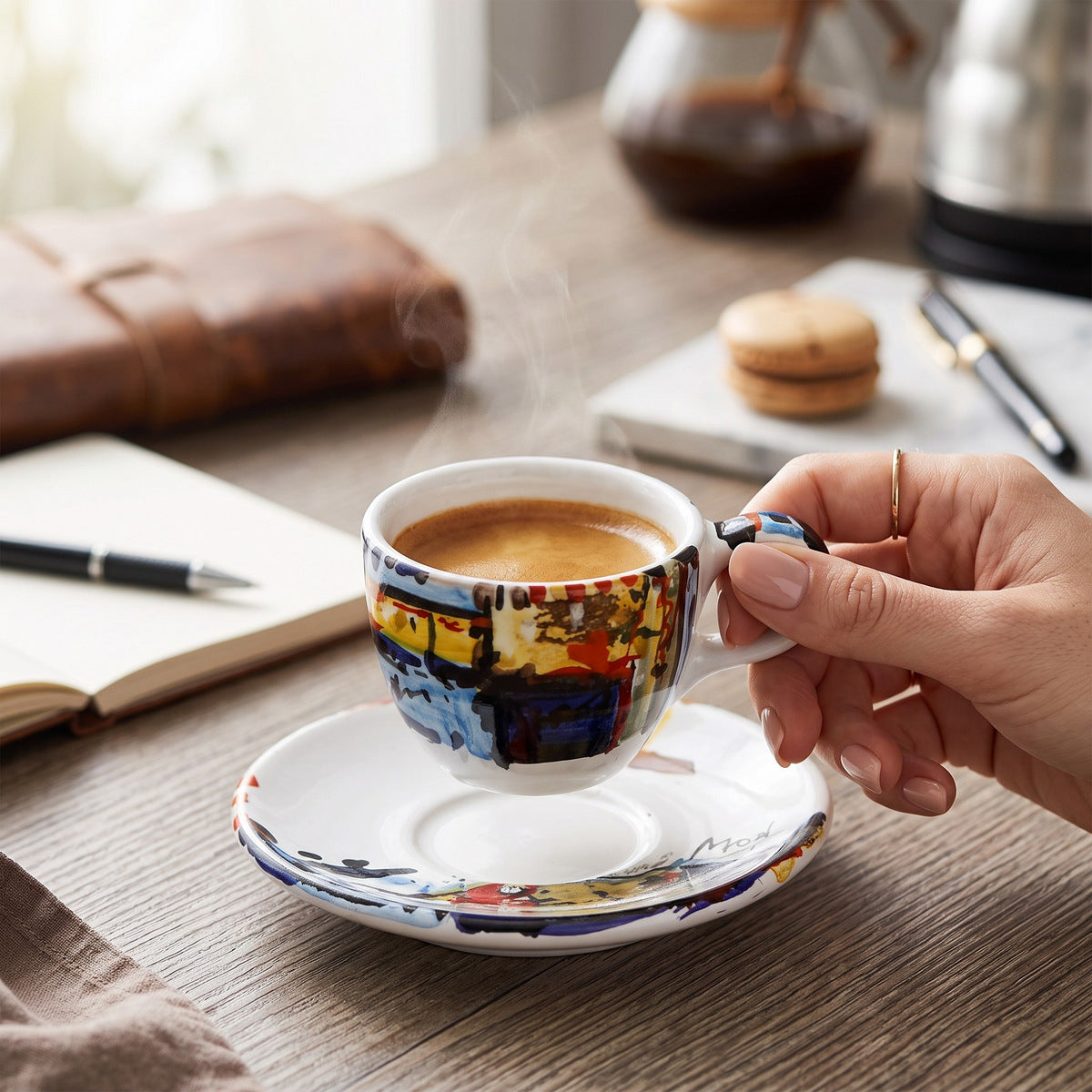 MODERNA: Espresso Coffee Cup and Saucer - Crisalide Design by L. Centinaro