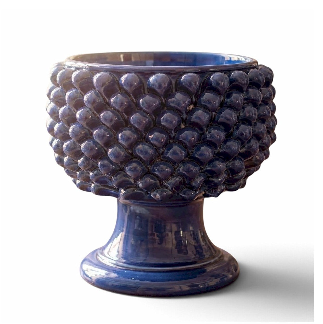 SICILIAN PINECONE: Footed Bowl/Planter/Vase - DEEP BLUE