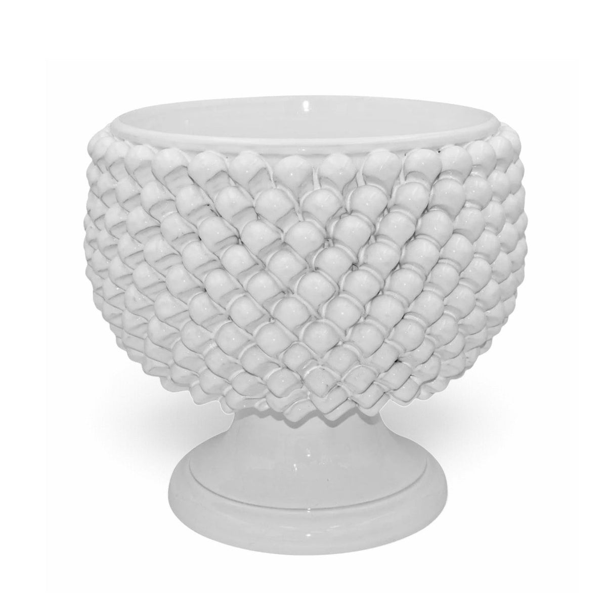 SICILIAN PINECONE: Footed Bowl/Planter/Vase - WHITE