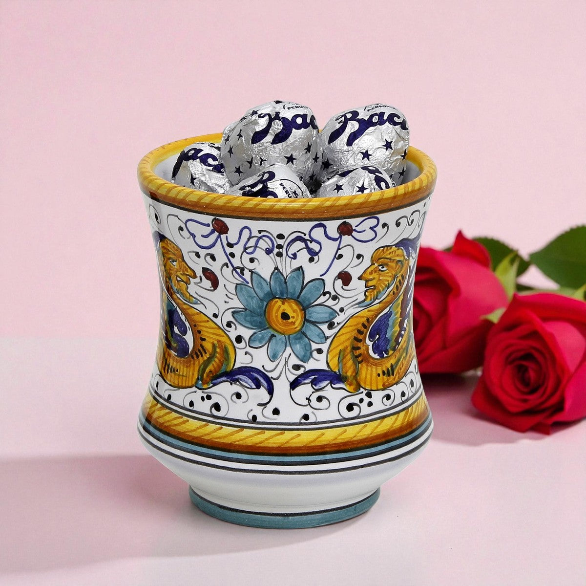 LOVE.ly: Deruta Tumbler Holder with 6 Baci Perugina - RAFFAELLESCO design