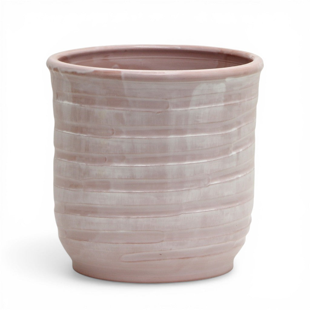 SCAVO Giardini Garden: Modern-Rustic 'Rigato' Cachepot/Planter Translucent ROSE'