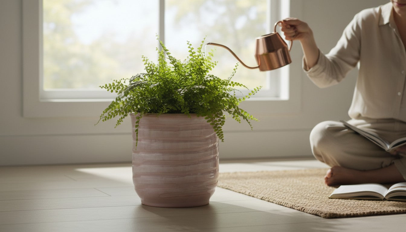 SCAVO Giardini Garden: Modern-Rustic 'Rigato' Cachepot/Planter Translucent ROSE'