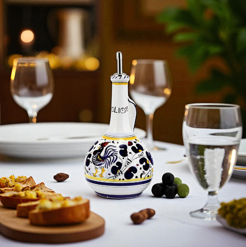 ORVIETO BLUE ROOSTER: Olive Oil Bottle  Dispenser Deluxe