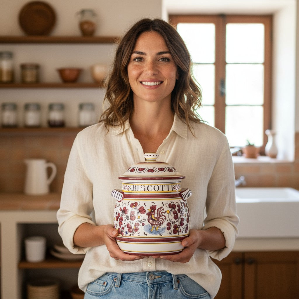 ORVIETO RED ROOSTER: Traditional Biscotti Jar