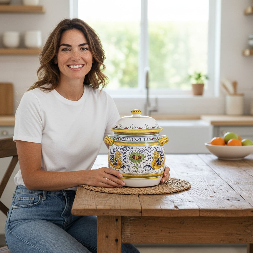 RAFFAELLESCO DELUXE: Traditional Deruta Biscotti Jar
