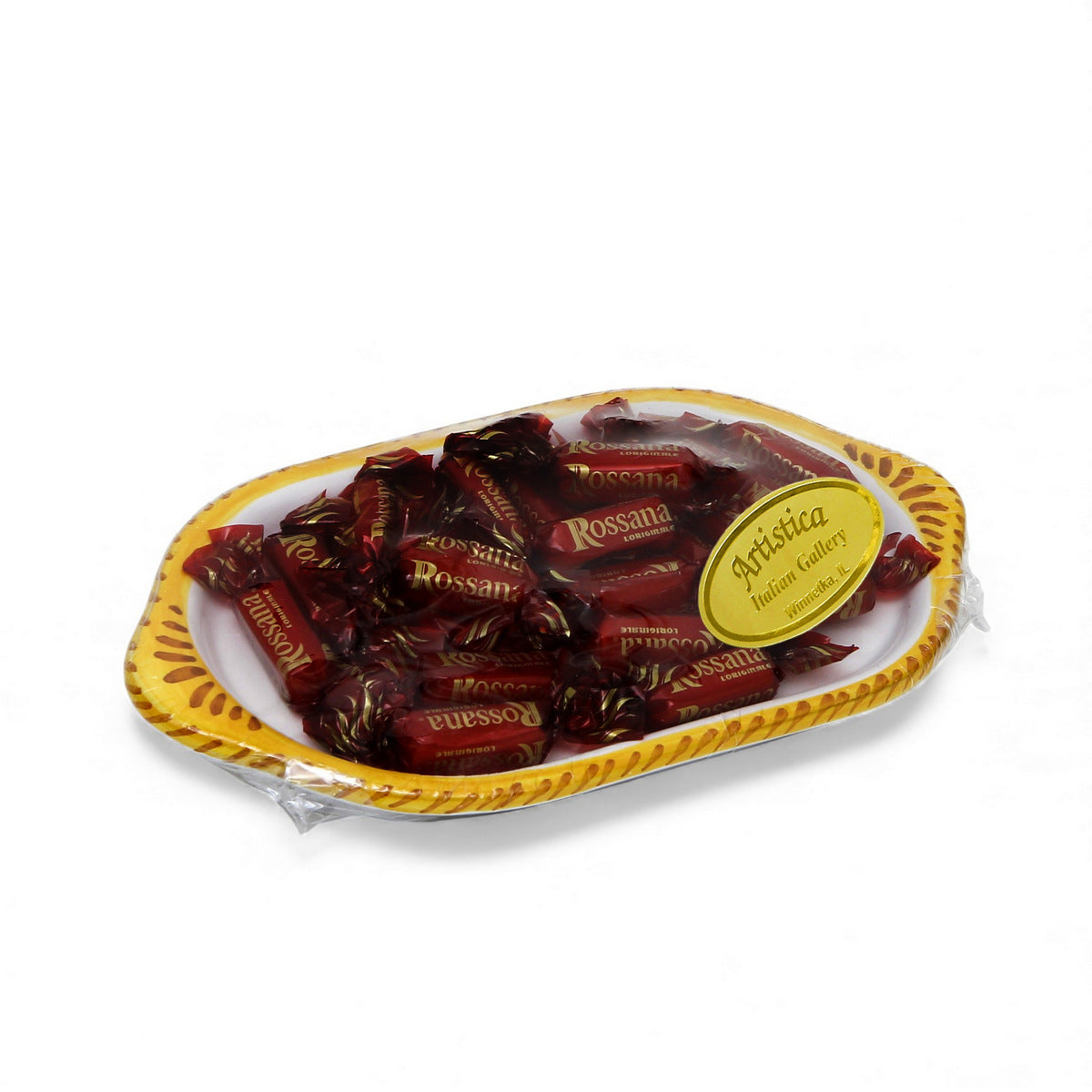 LOVE.ly: Deruta Oblong multi purpose small tray with Baci Perugina or Rossana Candies - RAFFAELLESCO design