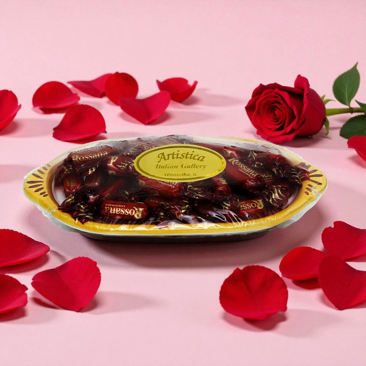 LOVE.ly: Deruta Oblong multi purpose small tray with 8 Baci Perugina pr 20 Rossana Candies - RICCO DERUTA design