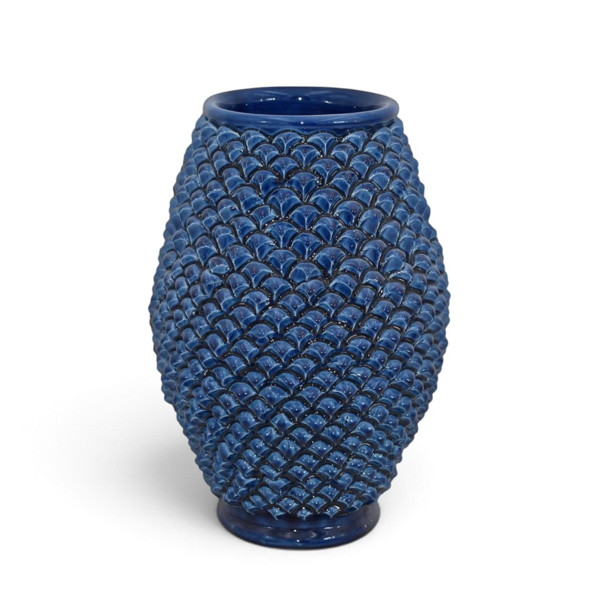 SICILIAN PINECONE: Ceramic Barrel Vase - DEEP BLUE