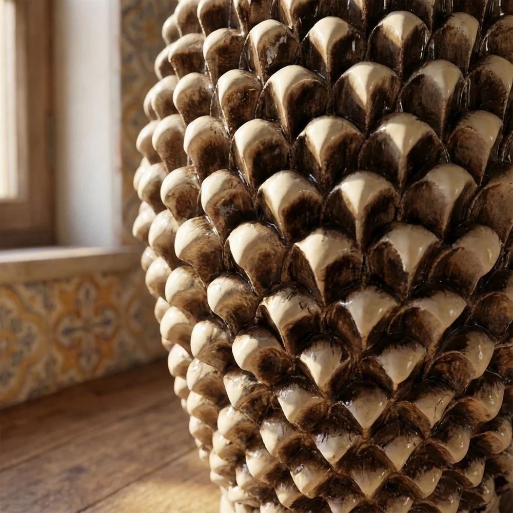 SICILIAN PINECONE: Ceramic Barrel Vase - ANTICO