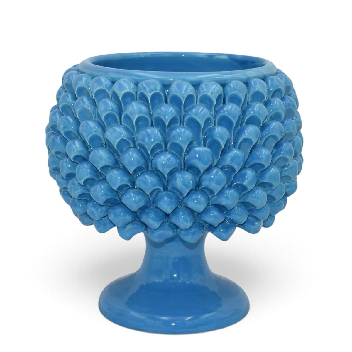 SICILIAN PINECONE: Footed Bowl/Planter/Vase - CAPRI BLUE