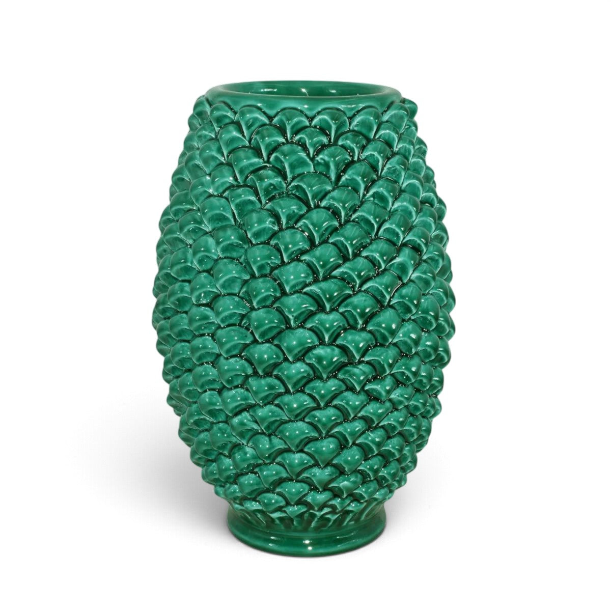 SICILIAN PINECONE: Ceramic Barrel Vase - VERDE GREEN
