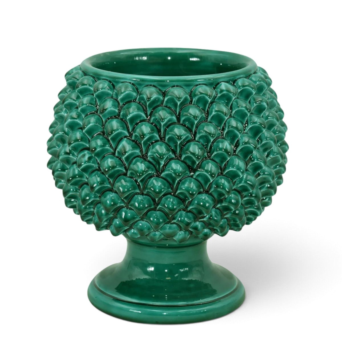 SICILIAN PINECONE: Footed Bowl/Planter/Vase - VERDE GREEN