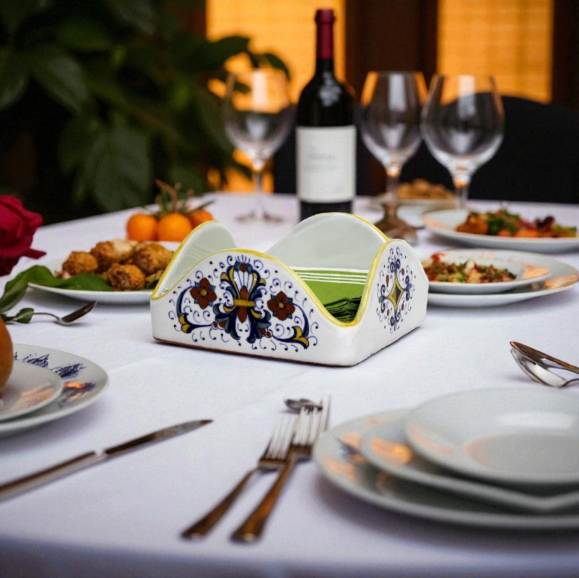GIFT BOX: With RICCO DERUTA CLASSICO Square Napkins Holder (For Luncheon Size napkins 6.5"x6.5")