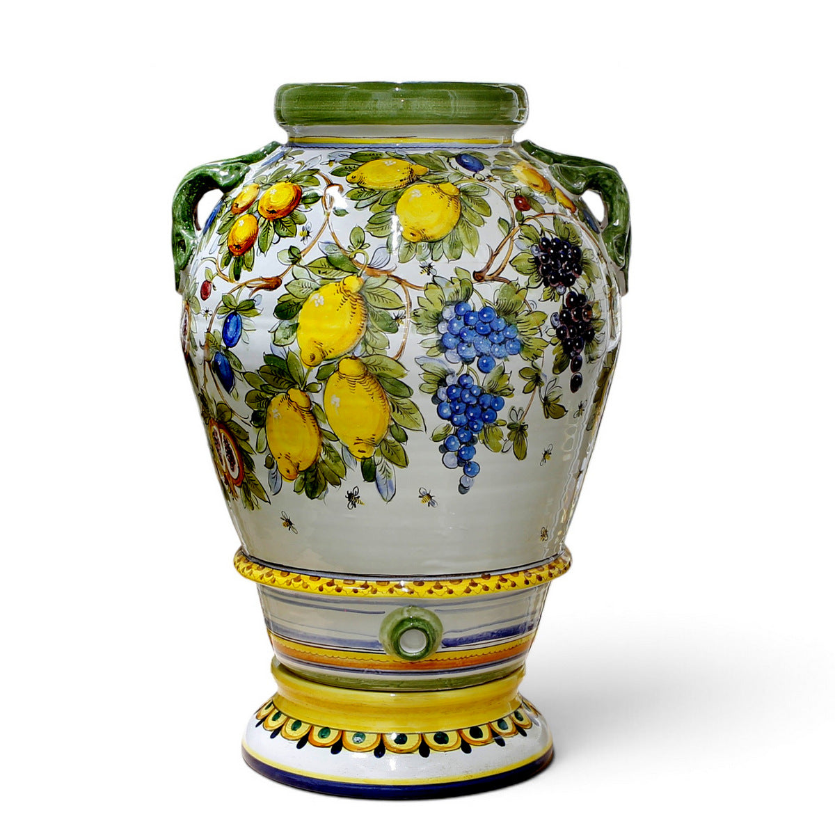 MAJOLICA TOSCANA: Orcio Urn ~ Frutta fondo Miele Design LARGE on Pedestal Base