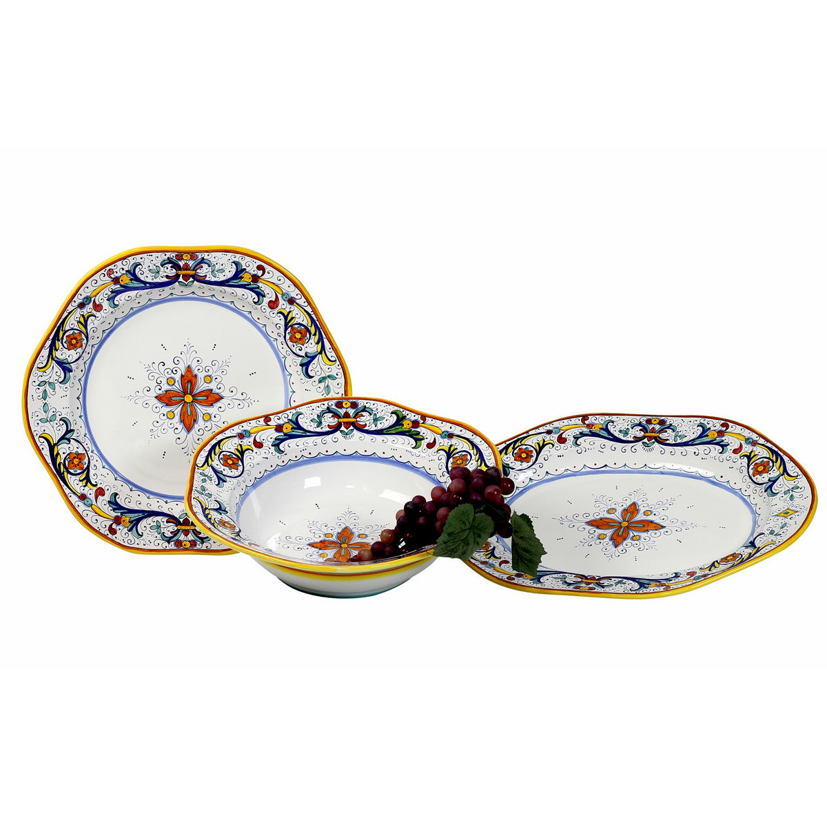 RICCO DERUTA DELUXE: Large Serving Set Platters (1 Lg Bowl + 1 Lg Charger + 1 Lg Platter)