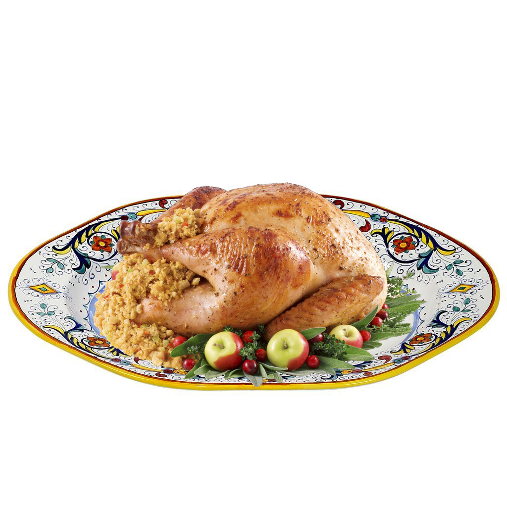 RICCO DERUTA: Hexagonal Extra Large Serving Oval Turkey Platter