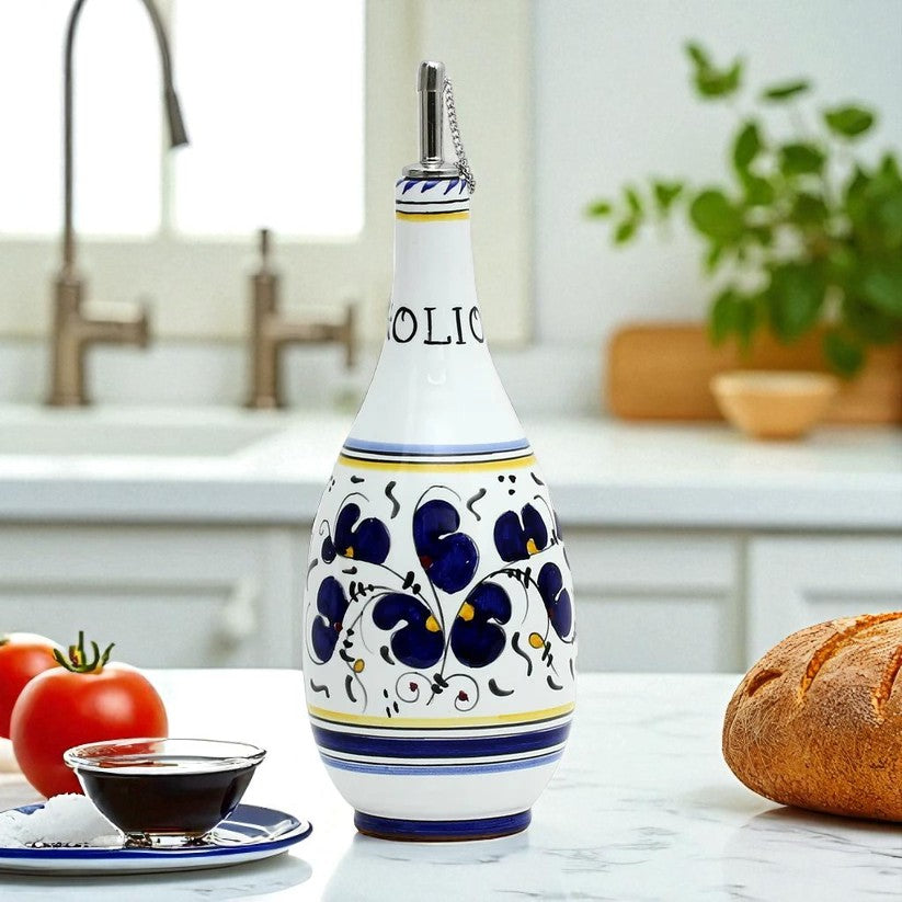 ORVIETO BLUE ROOSTER: Olive Oil Bottle Dispenser - Artistica.com