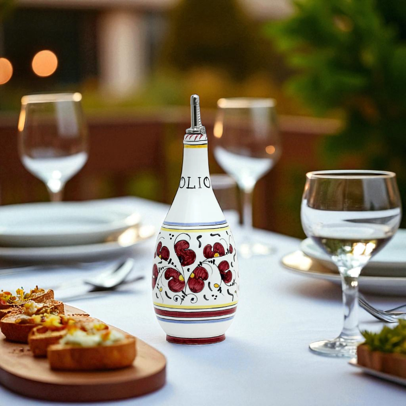 ORVIETO RED ROOSTER: Olive Oil Bottle Dispenser - Artistica.com