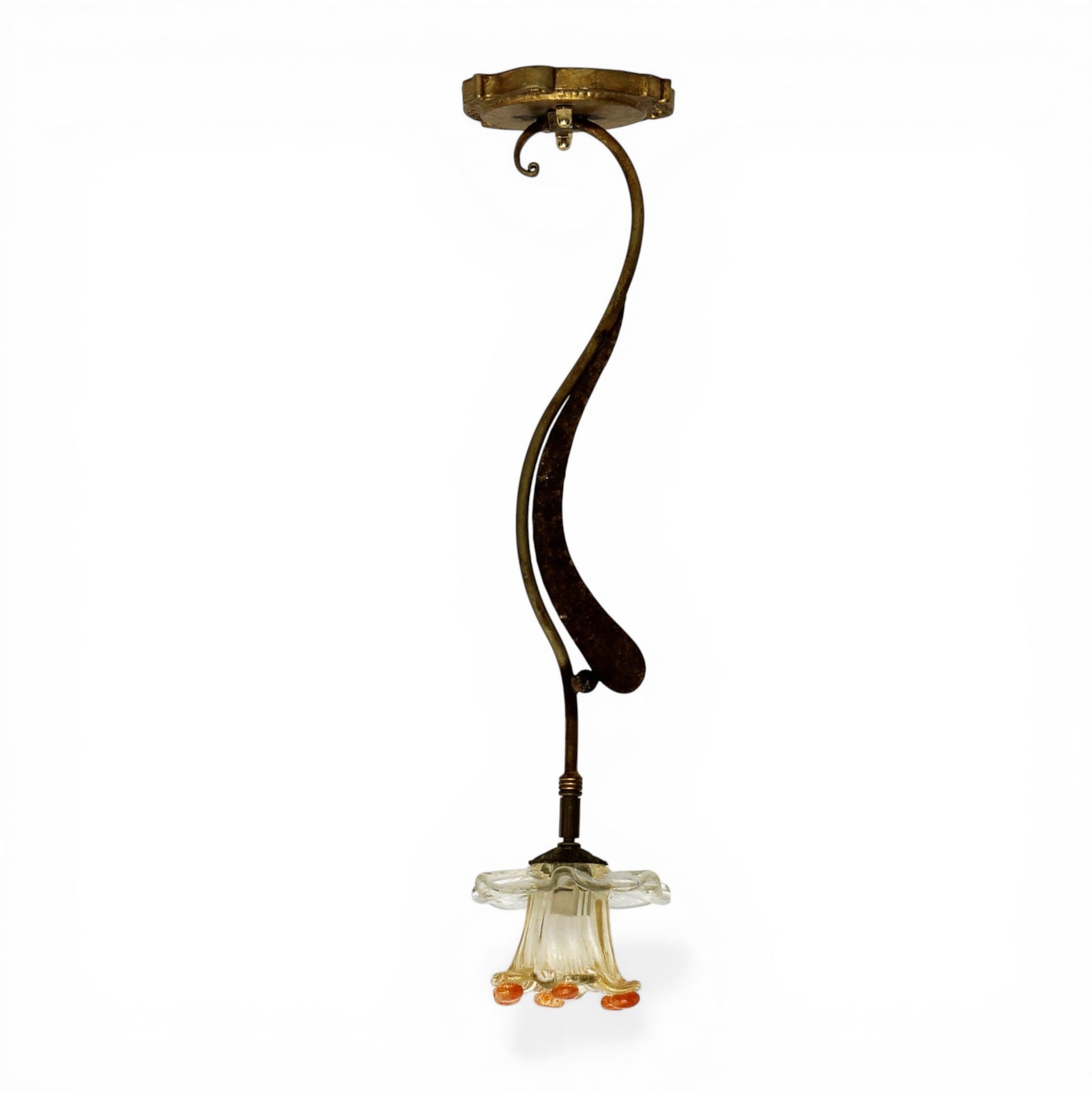 ALBA LAMP: Ceiling Pendant Lamp Antique Gold with Mrano Glass - G9 Bulb
