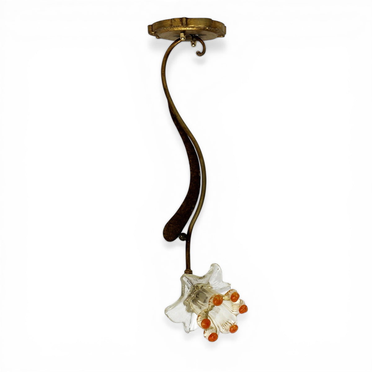 ALBA LAMP: Ceiling Pendant Lamp Antique Gold with Mrano Glass - G9 Bulb