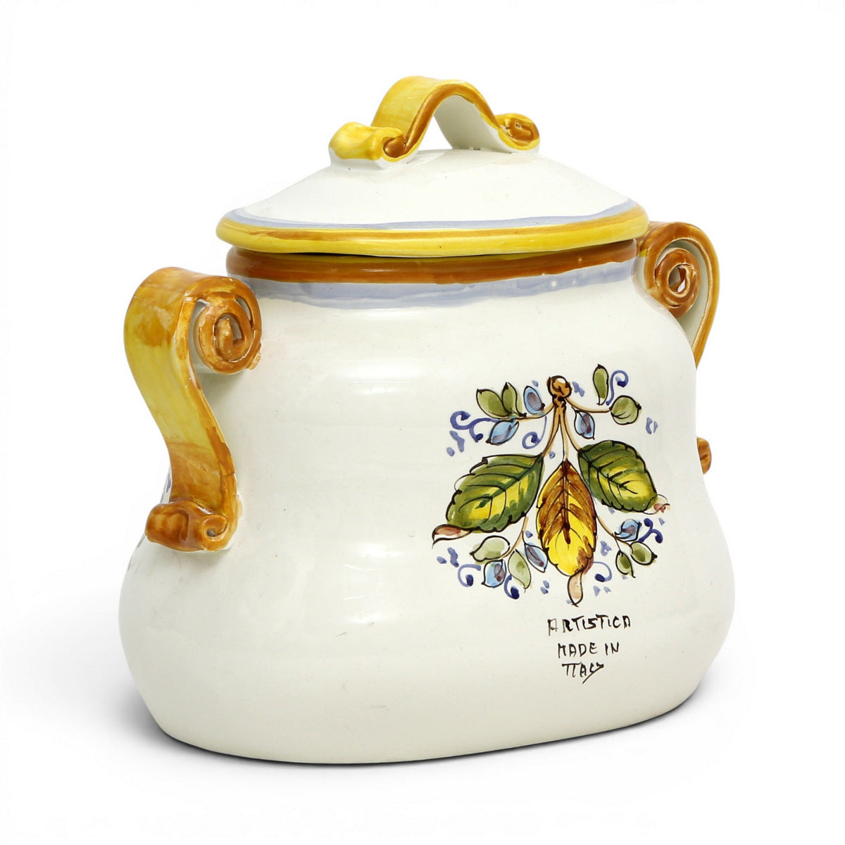 POSITANO: Biscotti oval jar hand painted with exclusive Positano Lemon design