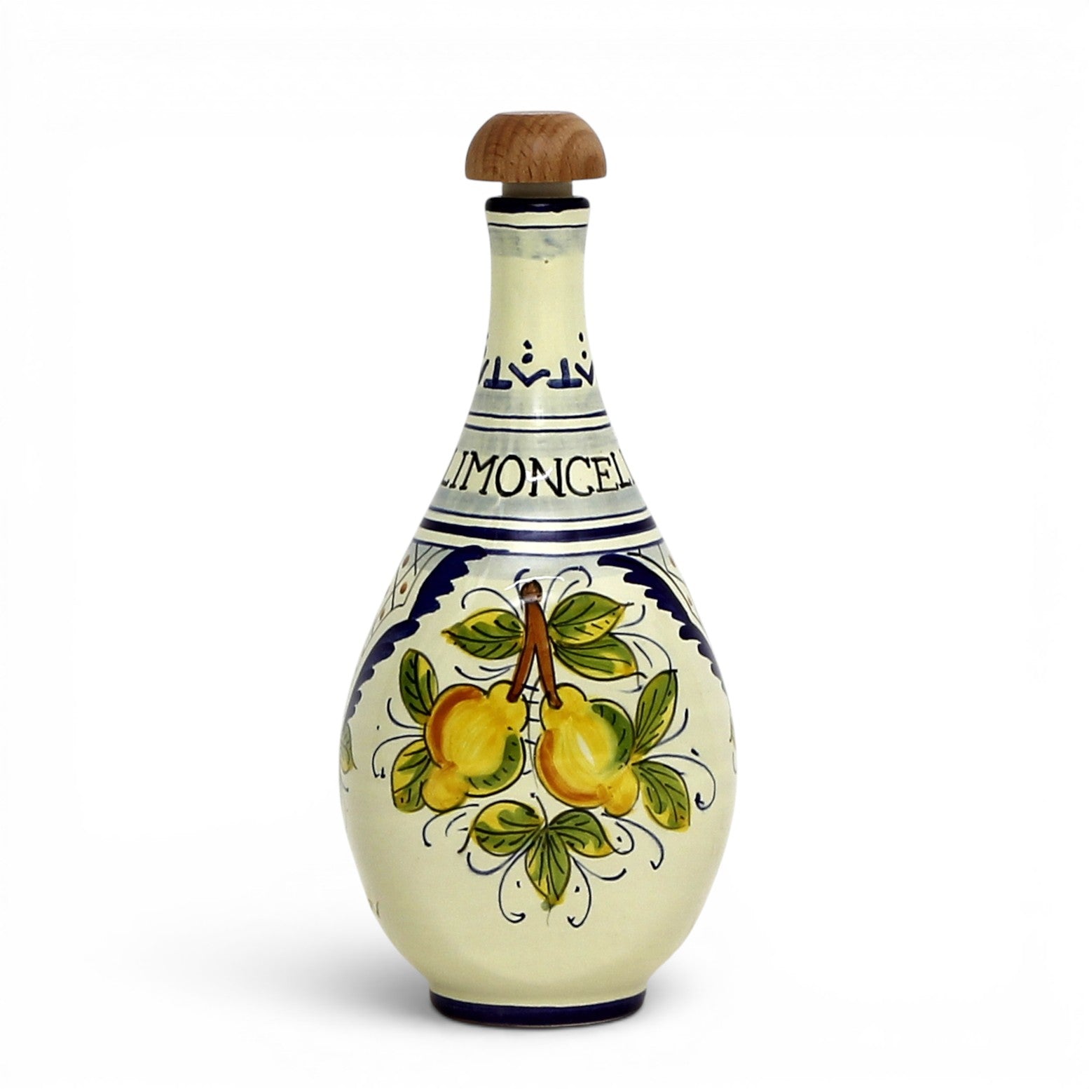 LIMONCELLO: Limoncello Set with Blue trimmings - Bottle with stopper and Tray and 6 Shot Glasses -  (Limoncello liquor not included)