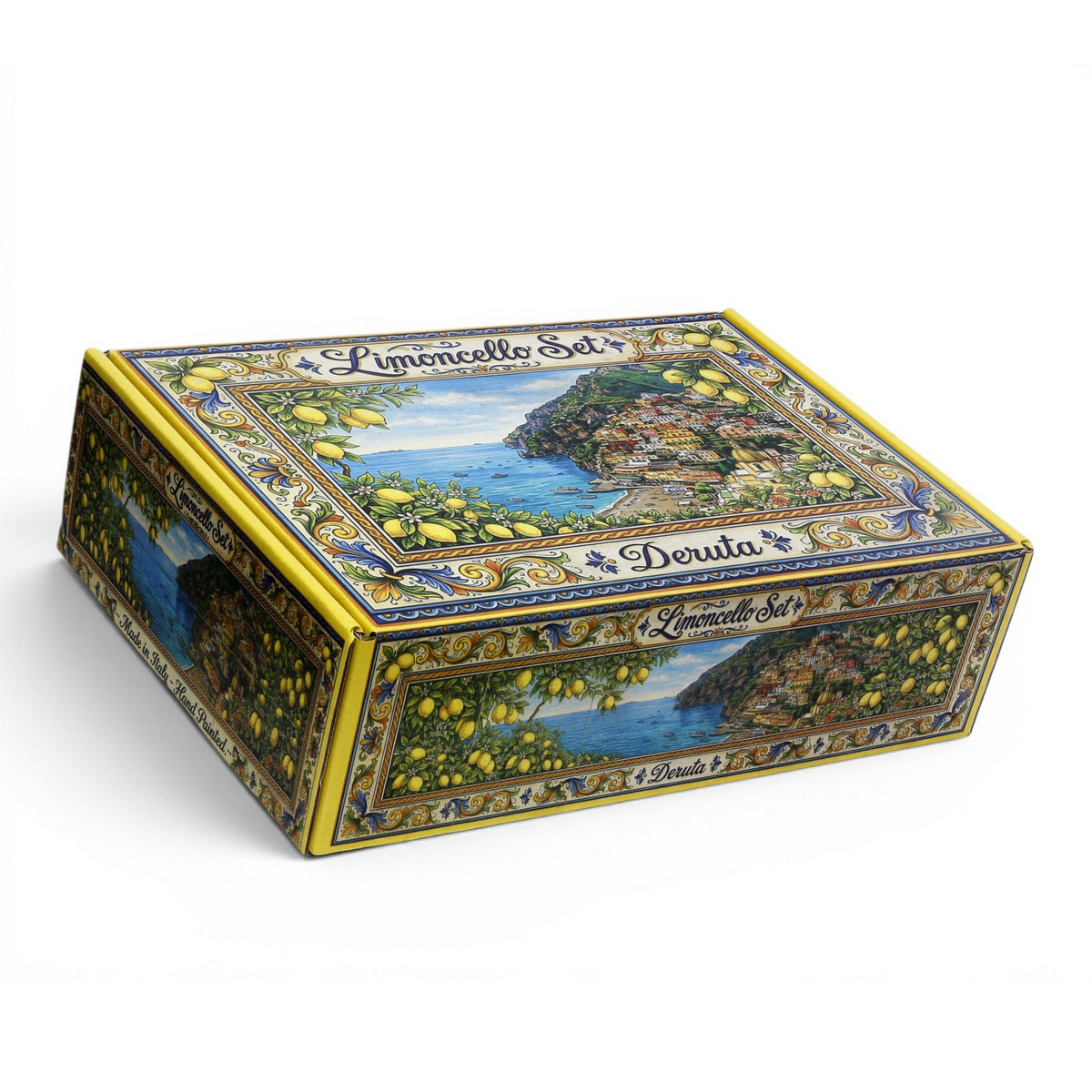 LIMONCELLO: Exclusive Deluxe Gift Box with Ceramic Bottle Dispenser + Tray + 6-Cups!