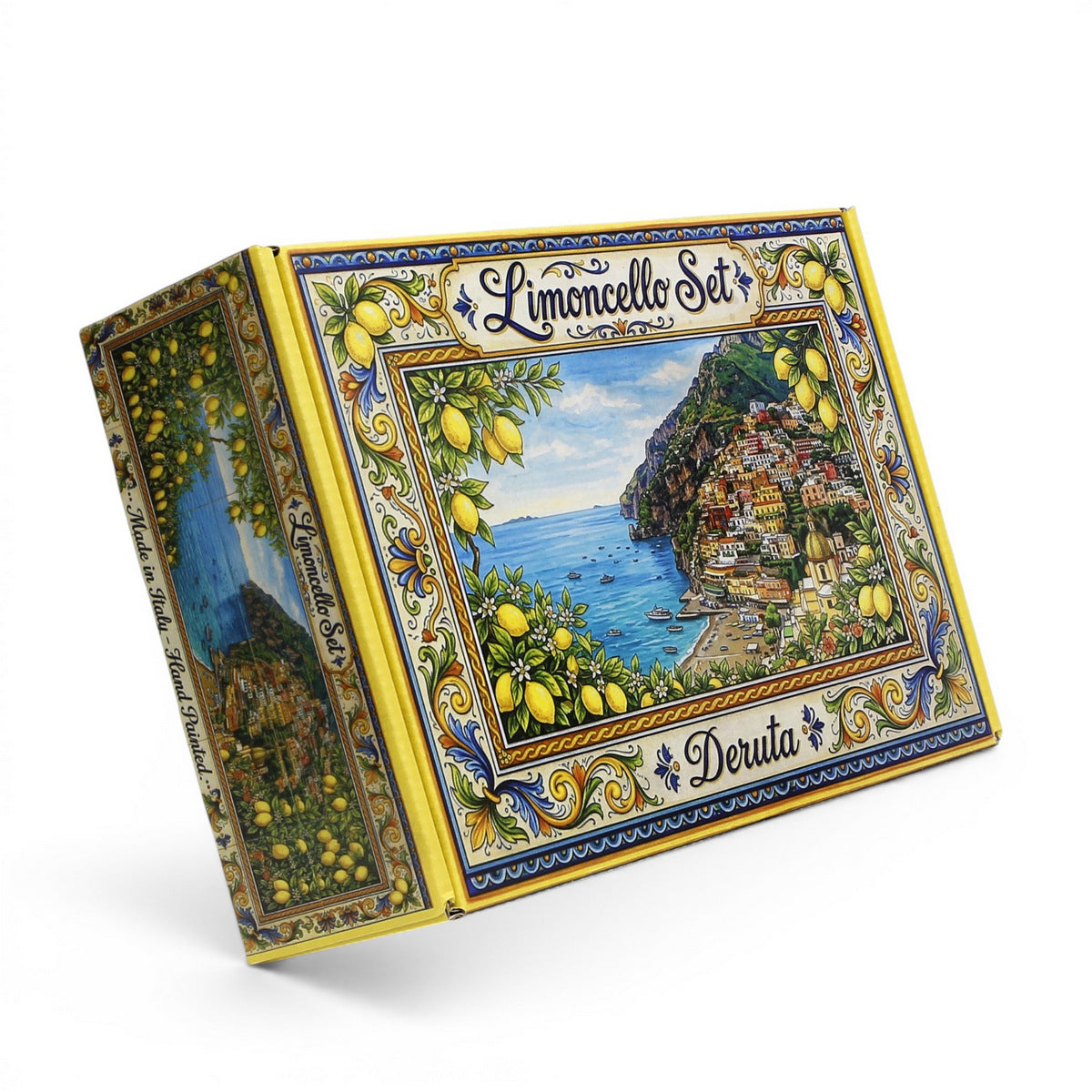 LIMONCELLO: Exclusive Deluxe Gift Box with Ceramic Bottle Dispenser + Tray + 6-Cups!