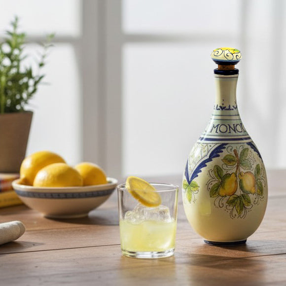 LIMONCELLO: Limoncello Bottle with Stopper Blue design - Artistica.com