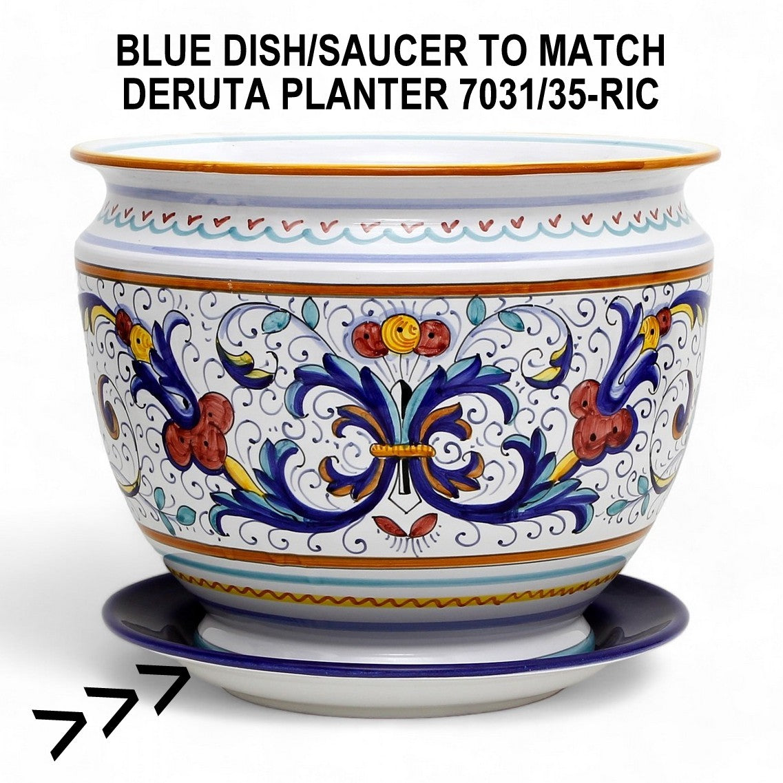 large planter saucer MONOCOLORE: Hand Painted Tray Saucer for Large Deruta Planters (7031/3