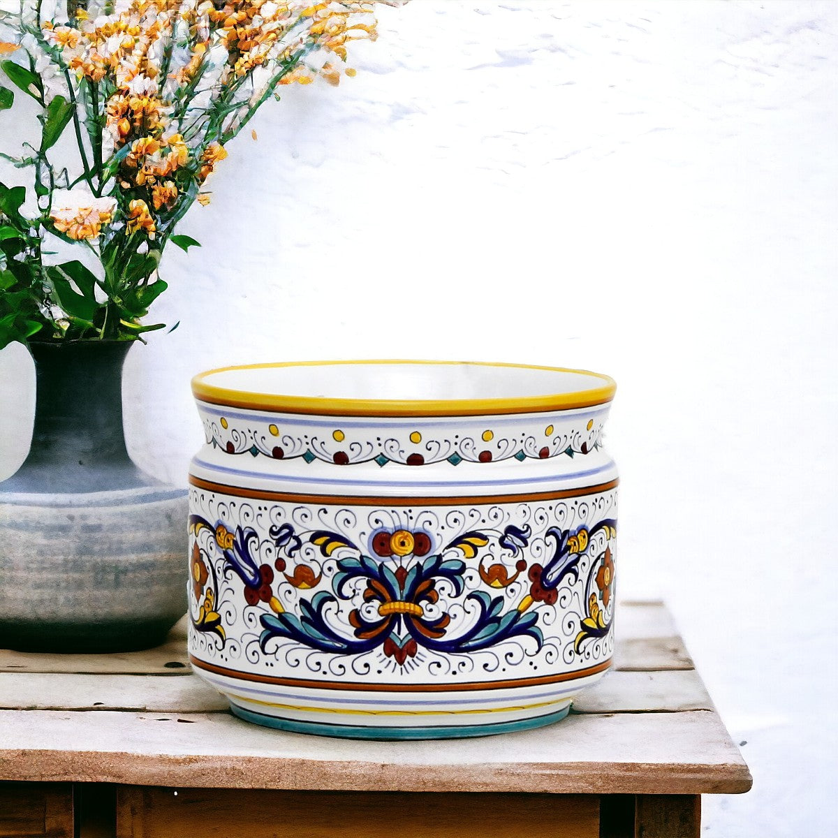 RICCO DERUTA DELUXE: Cylindrical Cover Pot Ricco Deruta Design - Cachepot Planter (Small)