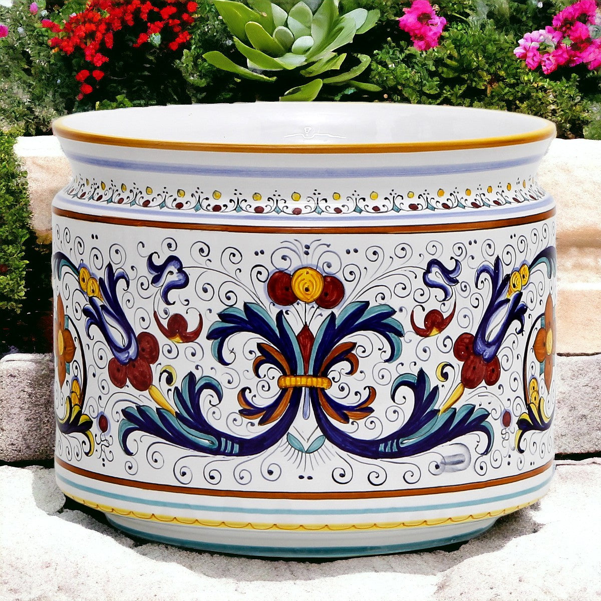 RICCO DERUTA DELUXE: Cylindrical Cover Pot Ricco Deruta Design - Cachepot Planter (Large)