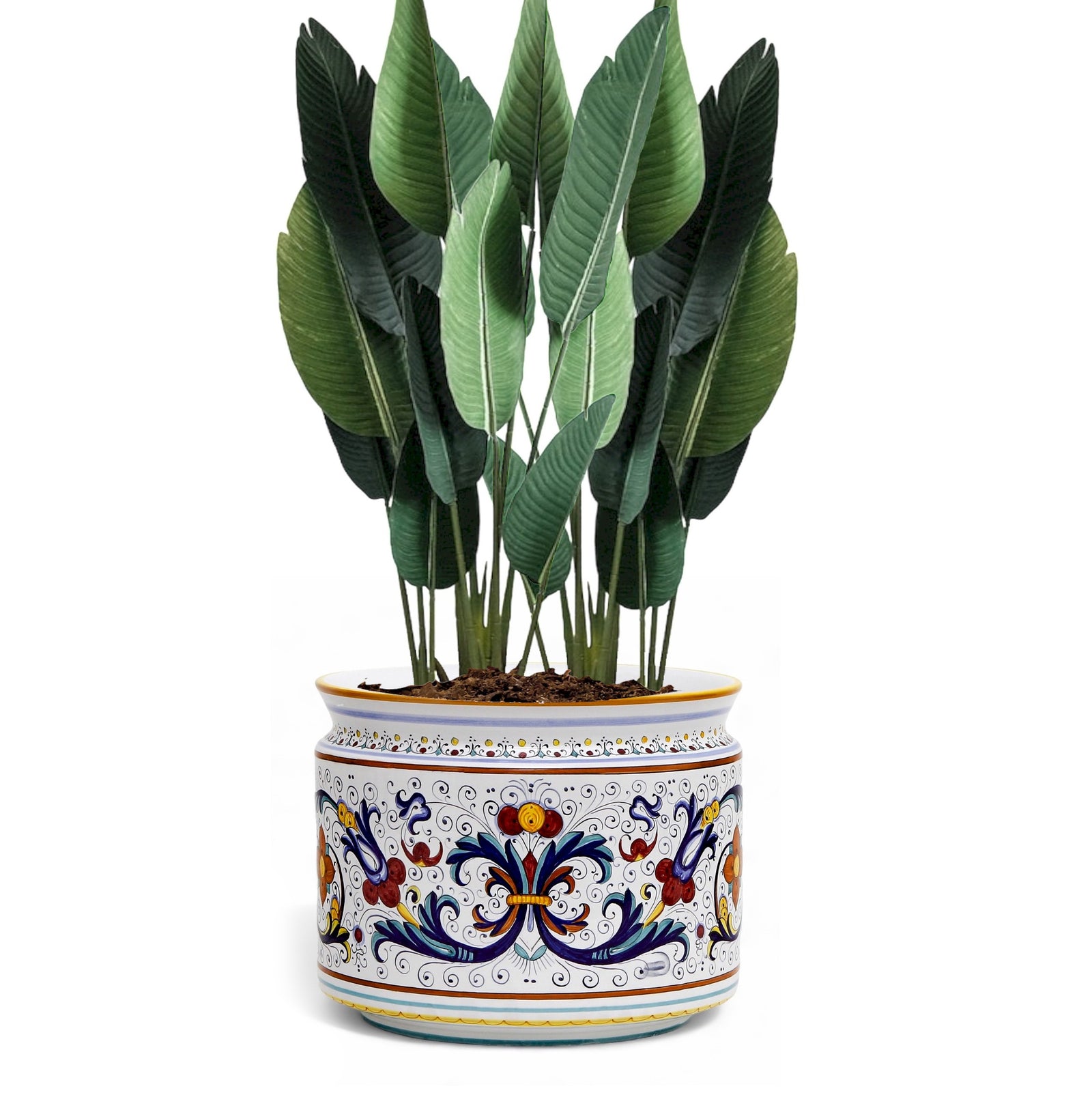 RICCO DERUTA DELUXE: Cylindrical Cover Pot Ricco Deruta Design - Cachepot Planter (Large)