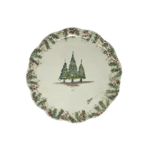 ARTE ITALICA: Natale Signed Ruffled Cake/Canape/Bread &amp; Butter Plate