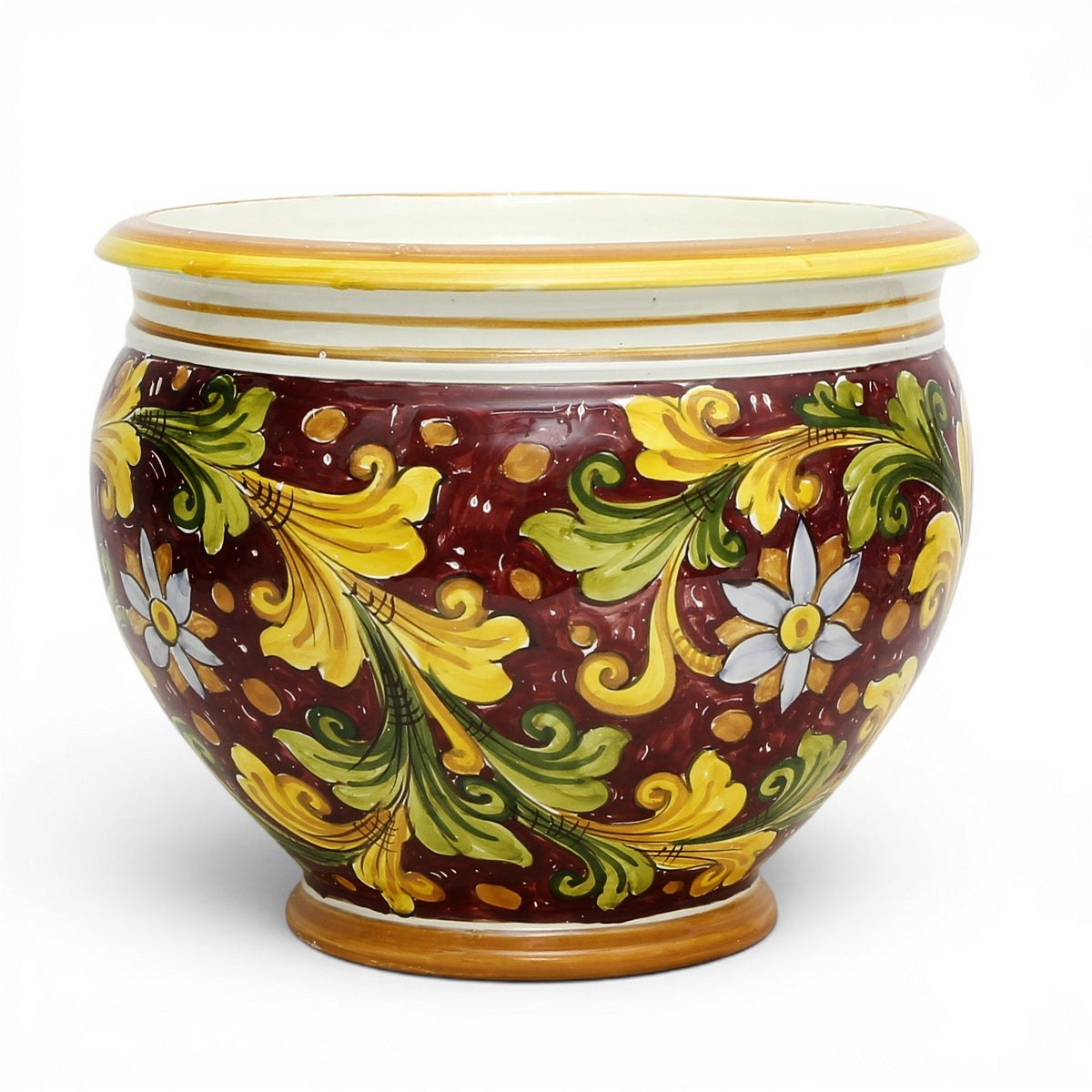 SICILIANA: Round Tuscan Traditional cachepot/planter RED (Large 17" Diam.)